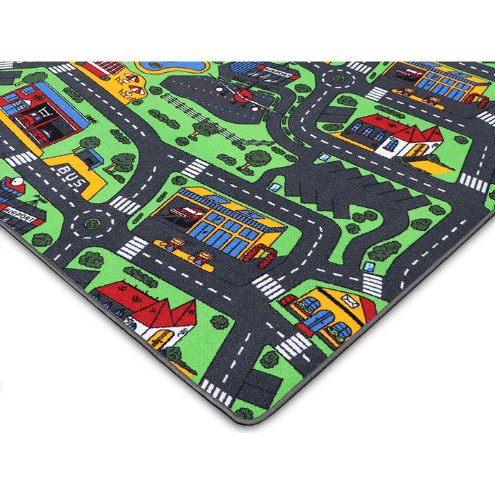 Інтерактивний ігровий килимок Primaflor City - 140x200 см, Європейський дитячий килимок з вуличною тематикою, високоякісний вуличний килимок для дитячої та ігрової кімнат, ігровий килимок для хлопчиків і дівчаток 140x200 см (1 упаковка) City