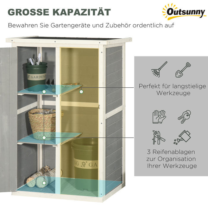 Outsunny Garden Shed Полиці для садового сараю Ялиця чорна+сіра+біла 75x56x115см