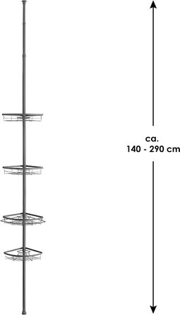 Кутова полиця для телескопа bremermann, 4 кошики, телескопічний стрижень до макс. близько 290 см (сірий)