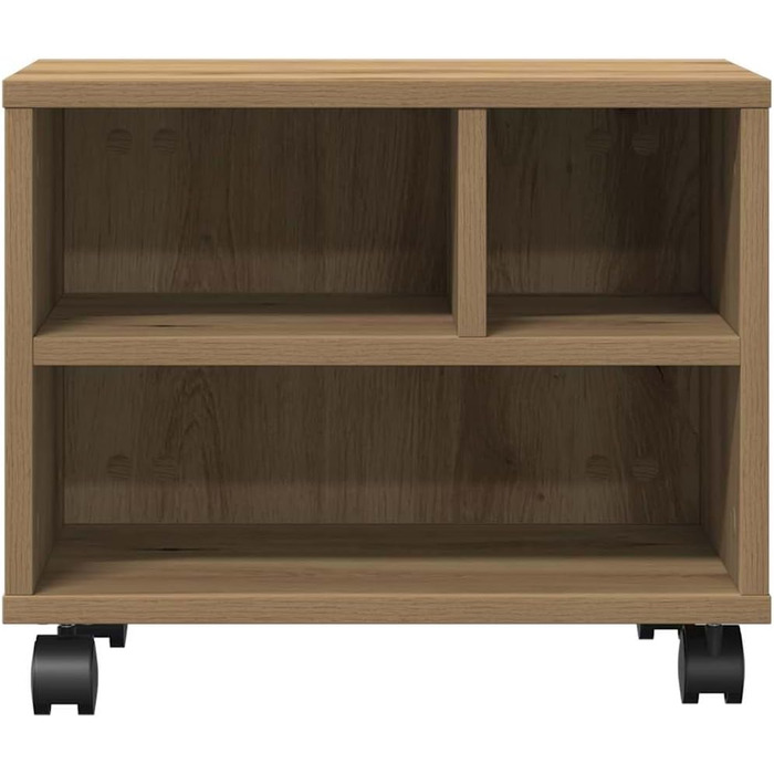 Підставка для принтера на колесах з місцем для зберігання, білий ДСП (дуб ручної роботи)