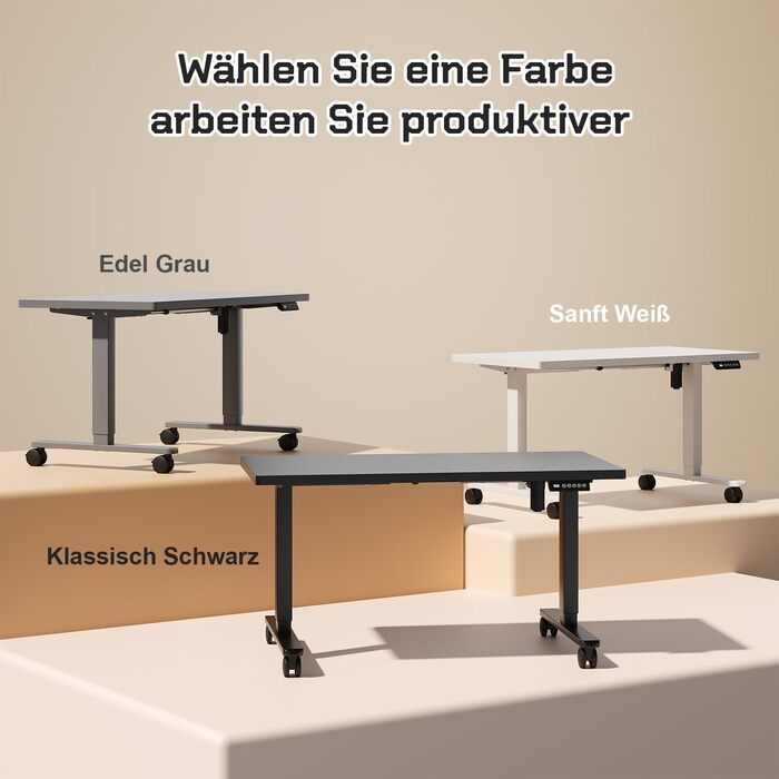 Столешниця JUMMICO для столу з регулюванням висоти, з потужними моторами, 3-ох пам'ять, для сидіння та стояння (білий), 100 x 160 см