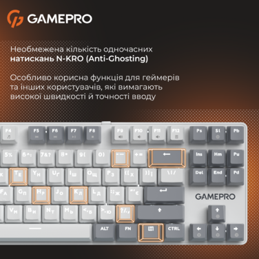 Дротова механічна клавіатура GamePro Genesis Metallic (MK110W) 87% Red switches