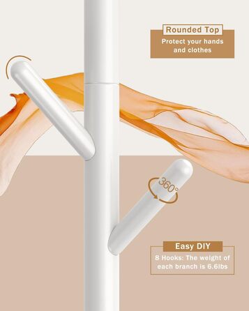 Дерев'яна вішалка для одягу Yawinhe, 180 см, 8 гачків, 3 рівня, для передпокою