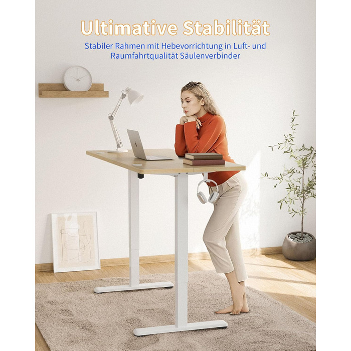 Електричний столик для роботи YIHAYO 140x60 см з регулюванням висоти та функцією пам'яті, білий