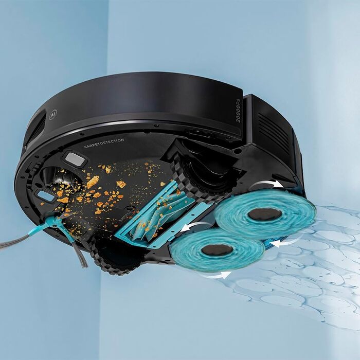 Робот-пилосос та робот-мийник Cecotec Conga M100 X-Treme з AI та керуванням через додаток. Потужність всмоктування 20000Pa, штучний інтелект, силіконова щітка Anti-Tangle, обертові мопи, автономність до 220м²