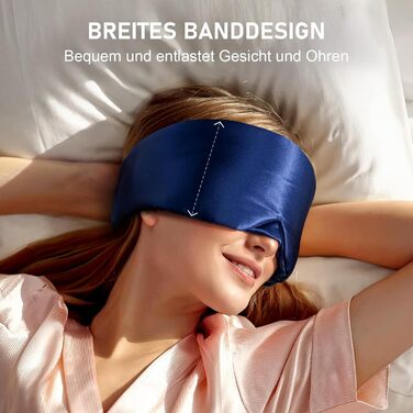 Маска для сну LitBear з 100% шовку маорії, для жінок та чоловіків, регульована, блакитна