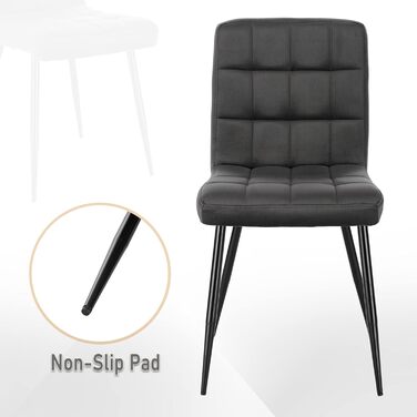 Набір обідніх стільців Lestarain 6 шт. з м'яким сидінням, оксамитові, для кухні/вітальні, металеві ніжки, сірий
