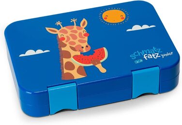 Коробка для сніданку SCHMATZFATZ Junior для дітей з відділеннями / коробка для сніданку без BPA для дітей / Коробка для Бенто для дітей коробка для хліба / коробка для закусок / ідеально підходить для школи, дитячого садка і подорожей (синій жираф)
