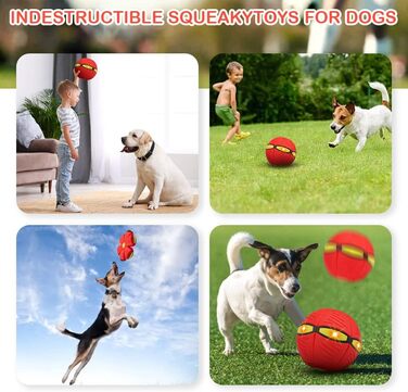 Іграшковий м'яч для собак Adiwo, м'яч-літаюча тарілка, що світиться (червоний)