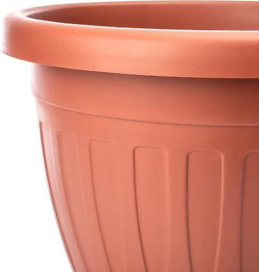 Квітчанка BigDean 3X з підставкою, 3 шт. - круглий, вологостійкий горщик для квітів - з водостоком, стійкий до УФ, з міцного пластику - для внутрішнього та зовнішнього використання - Made in Europe (терракота, ø33xH25 см)