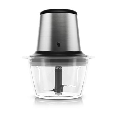 WMF Kult X Електричний подрібнювач міні-подрібнювач з скляною чашею та лезами з нержавіючої сталі, для овочів, трав та горіхів, 1л, довговічний, придатний для миття в посудомийній машині