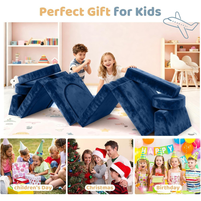 Модульне дитяче диван-конструктор 12 в 1 – сертифікат CPC, дитячий диван-трансформер, дитячий кушетка з міцних пінопластових подушок, ідеальний для дитячої кімнати