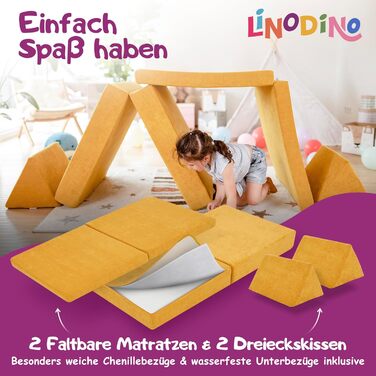 Linodino® дитяче ігрове крісло-диван з м'яких кубиків | Дитячий диванчик та куточок для ігор | Кубики для дітей | Сертифікат Oeko-Tex 100 | Бджолиний колір