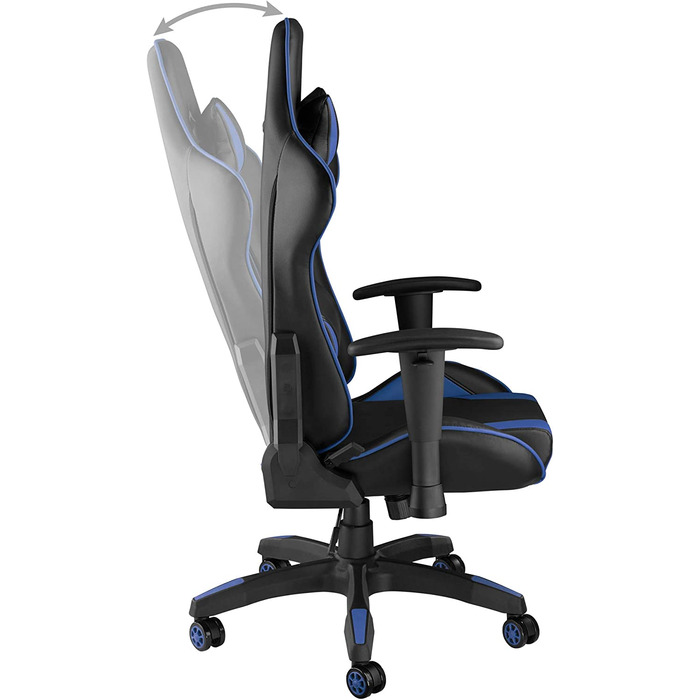 Офісне крісло TecTake 800728, гоночне ігрове крісло з високою спинкою, включаючи. Поперекова опора і подушка для шиї-різні кольори- (чорно-синій / 403208)