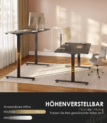 Регульований стіл OffiGo 180 см, електричний з USB, standing desk з пам'яттю, для офісу та дому, білий (180 x 70 x 72 см)