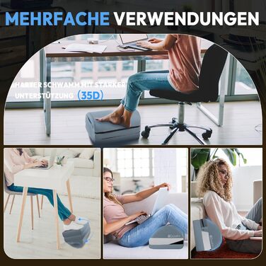 Підставка для ніг під стіл Dowinx, регульована по висоті, знімний чохол, зручна для офісу, авто, дому (3 шари, блакитна)