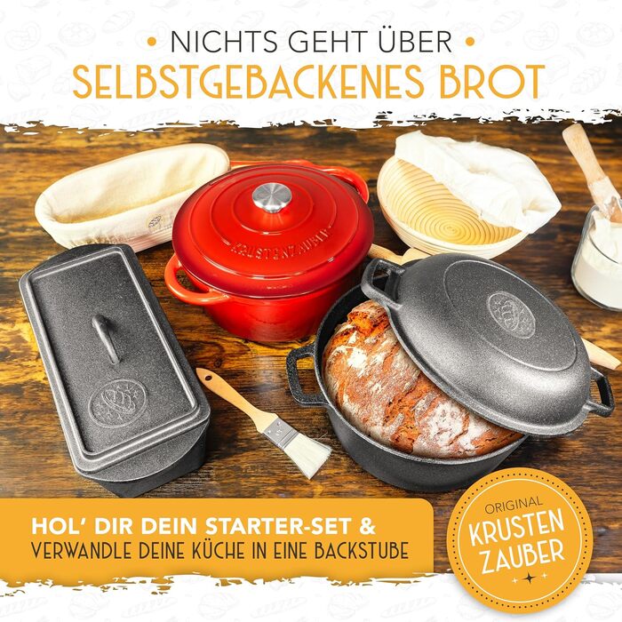 Набір для закваски KrustenZauber: скляна тара 1000 мл з лопаткою та термометром для випікання хліба, закваска, ферментація, 2 шт.