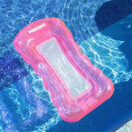 Місомо Шезлонг біля басейну Маямі-Біч рожевий Розміри 170 х 97 см Надувний матрац водяний Надувний за 2 хвилини З підстаканником Аксесуари для басейну