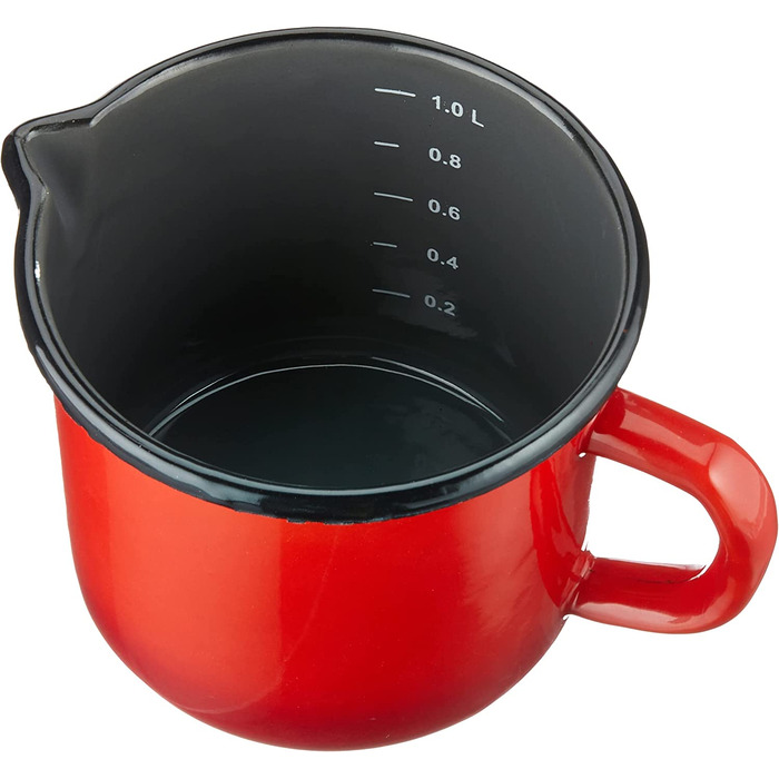 Емальований чайник Karl Krüger Rom 1л червоно-сірий з виливом, 12x12x11 см