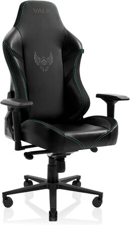 Крісло VALK Freya для геймерів та офісу: регульоване, з підлокітниками 4D, підставкою для голови та попереку, чорне, з екошкіри