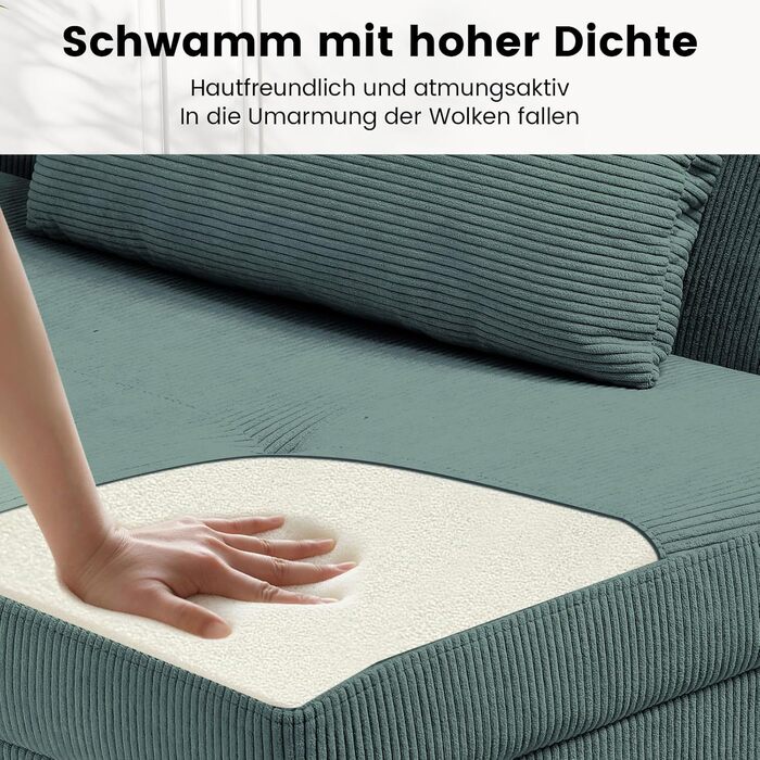 Диван-ліжко LUCKRACER 3-місний, трансформер, футон, кутовий диван, зелений, для вітальні та квартири