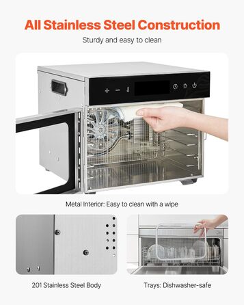 Електричний сушильний автомат VEVOR з 10 нержавіючих чаш, 1000 Вт: для м'яса, фруктів, овочів, трав, собачих ласощів