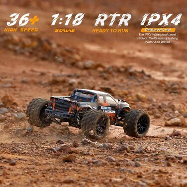 Радіокерований позашляховик Haiboxing 1/18 4WD 36 км/год, монстр-трак, водонепроникний, для дітей та дорослих