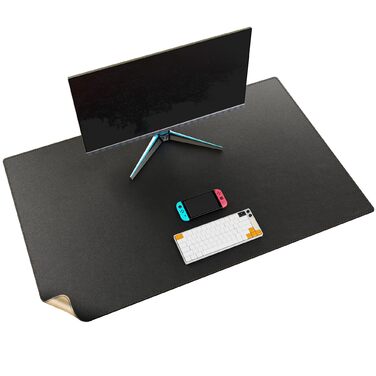 Килимок на стіл MAIDERN XXL 110x70 см — двосторонній килимок для миші зі шкіри та корка, водонепроникна протиковзаюча підкладка для офісу, дому та геймінгу, чорний
