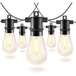 BRIMAX LED гірлянда для вулиці, 30м, 220-240V, IP44, 46+4 лампочки G40 E12 1W, 2200K, розширювана, для кемпінгу, ярмарку, саду, вечірки