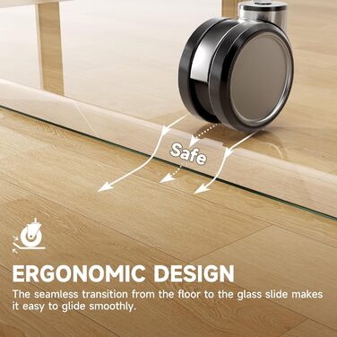 Підкладка під офісний стілець з прозорого скла з заокругленими краями, 119 см x 50 см, захист підлоги, для килима та твердої підлоги