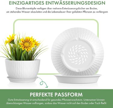Набір горщиків для квітів з системою поливу (3 шт.) 30/25/22 см, білі