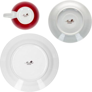 MamboCat Кавовий сервіс на 18 персон: 6 чашок (200 мл), 6 блюдець, 6 тарілок | Кольоровий фарфоровий посуд для кави та сніданку