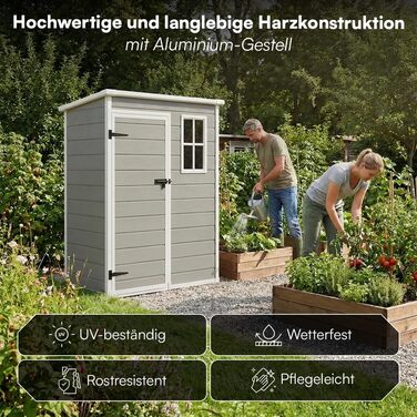Сарай садовий Steelsøn Novara з вікном та похилим дахом 192x92x151 см - пластиковий, сірий, вологостійкий