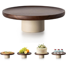 Підставка для тортів CEEFU Rustikaler з акацієвого дерева, 22.9 см, натуральний колір, для весільних тортів, сервірування випічки, десертів, перекусів, презентації на вечірках, днях народження