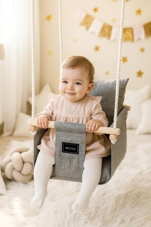 Дерев'яна гойдалка для дітей NATILU® - Indoor/Outdoor | Гойдалка для дому та вулиці | NATILU® Silver