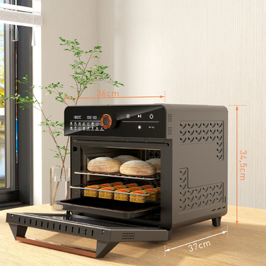 HOMCOM 3-в-1 міні-піч з конвекцією, кошик для фритюру, таймер, 40 °C-220 °C, міні-піч об'ємом 20 л з решіткою для грилю, дека для випікання, піддон для крихт | Aosom