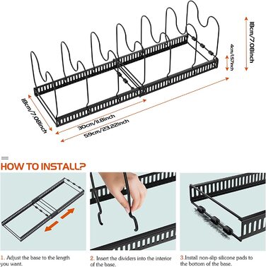 Тримач для каструль Housolution 14 відділень 18x30x18 см чорний