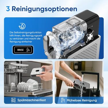 Машина для приготування сляшів 2,5L з LED-дисплеєм, 6 програм (Margarita, Frappé, Milkshake), керування однією кнопкою (Сріблястий)