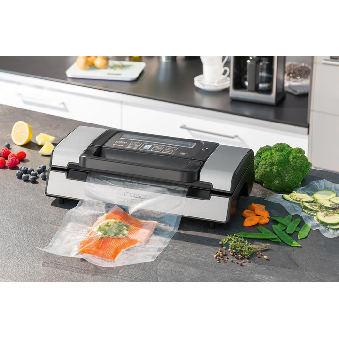 Професійний вакууматор CASO FastVac 500 для бізнесу, вакуумний пакувальник з подвійним швом та потужним насосом 20 л/хв, комплект з 2 рулонами фольги