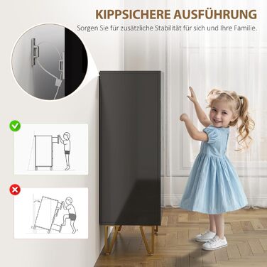 Шафа для взуття HOMCOM з 2 дверцятами, 3 регульовані полиці, на 15-20 пар, чорна, 72 x 31,5 x 95 см