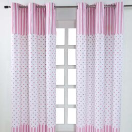Дитячі штори для дівчинки, комплект з 2 шт. , рожево-білий, 117x137 см, 100 бавовна, рожевий