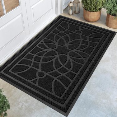Килимок для дому та вулиці DEXI, 60x90 см, чорний, неслизький, миючий, для входу, балкону, тераси