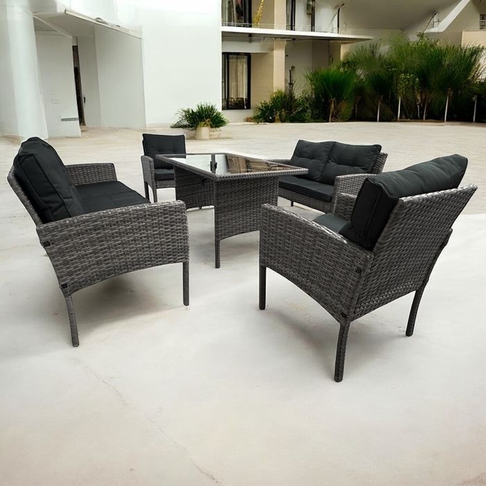 Комплект садових меблів IdealGarden із техноротанга, коричневий, 5 предметів