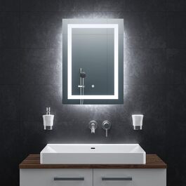 Дзеркало для ванної кімнати BR Bringer LED з підсвічуванням 60x80 см, антизапарник, диммер, 3 кольори світла, сенсорне управління, пам'ять (Модель: BRS102)