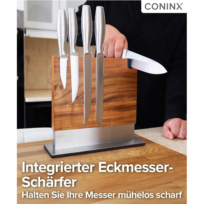 Магнітний тримач для ножів Coninx | Тримач для кухонних ножів з акціїї | Двосторонній, антиковзний