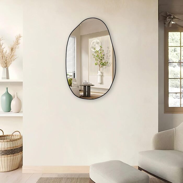 Дзеркало настінне асиметричне GOQELK, 85 x 52 см, декоративне для вітальні, ванної кімнати, спальні