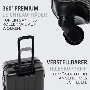 Набір валіз FERGÉ QUÉBEC з ABS-пластику, 3 шт. (ручна поклажа, L, XL), дорожні валізи-тролеї на 4 колесах