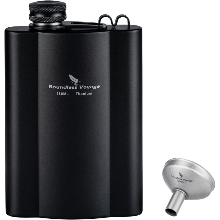 Фляга з титану iBasingo 180мл - Ultraleichter Flachmann для напоїв, Whiskey, Wodka, Weinflasche, Ti3071D (Ti3072d-180ml)