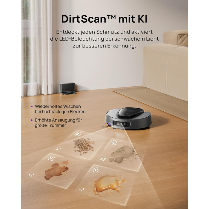 Робот-пилосос 3i G10+ з функцією миття підлоги, автоматичним компакттором сміття, потужністю всмоктування 18000 Па, вбудованою бічною щіткою та миючим мопом, інтелектуальною навігацією та уникненням перешкод за допомогою ШІ