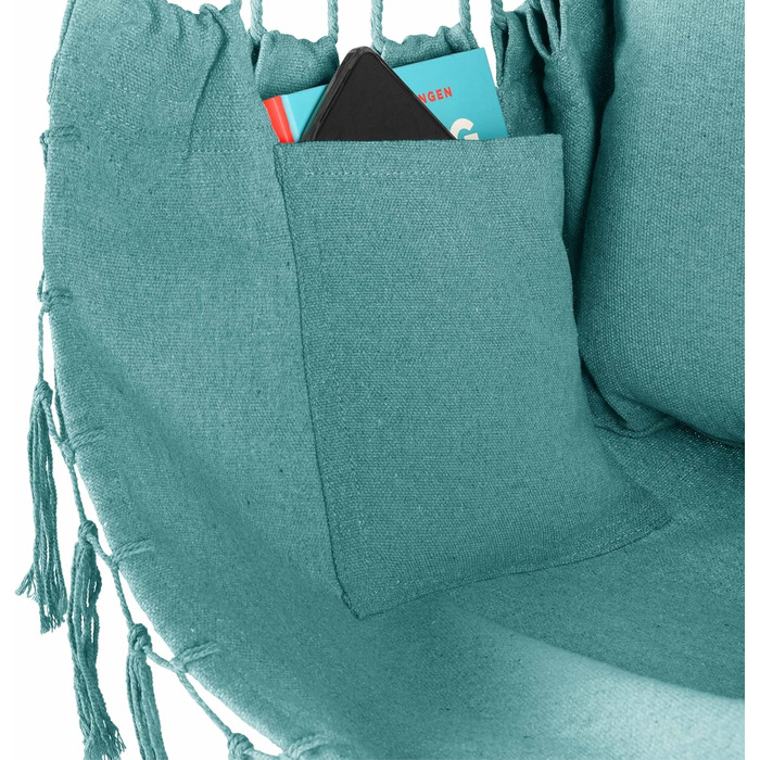 Підвісне крісло-гойдалка з подушкою 100x130x75 см, до 150 кг, для саду та дому, бохо стиль (Турквіс)